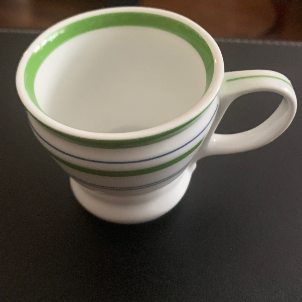 2007 Starbucks White Espresso Cup with Green and Blue Accent